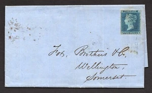 1856 Entire EX Lady Mari Bury collection SG 27 - 2d blue pl 5 ( M E ) Cat £575 - Picture 1 of 3