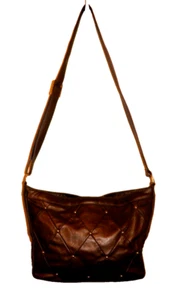Ganson Lujoso Bronce Cuero Bandolera Bolso de Hombro Bolso de Mano Cartera Tachuelas Años 80 - Imagen 1 de 10