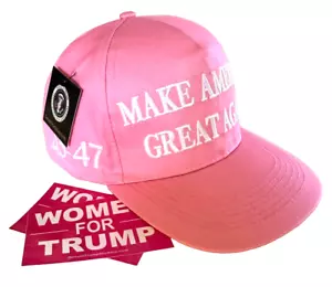 Trump 45-47 OFFICIAL Women's Pink..MAGA... Hat..2024... + 2 Decals - Picture 1 of 4