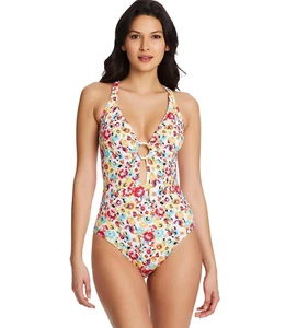 Bleu Rod Beattie Flower Hour Cross-Back One-Piece Multi Swimsuit Sz-6 MSRP$125 - Picture 1 of 9