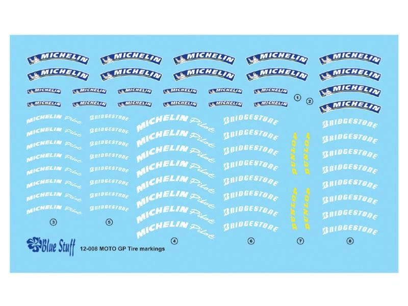 Decal 1/12 - Markings Loaf Linen Motorcycles 90' - Blue Stuff - BS12-008 - Image 1 of 1