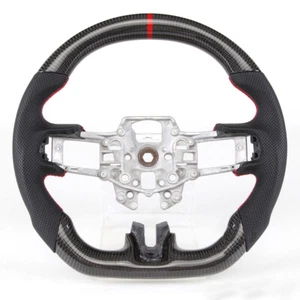 Steering Wheel White Perforated Leather Carbon Fiber For Ford Mustang - Picture 1 of 2