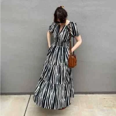 Anthropologie The Somerset Maxi Dress White Black Cotton Size 3X NWT Plus Size - Image 1 of 4