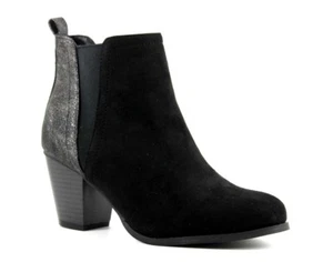 Anna Field Womens UK 3 EU 36 Black Slip On Block Heeled Ankle Boots FREE POSTAGE - Picture 1 of 8