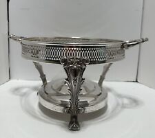 Ornate Silver Plate Chafing Dish Stand Handles & Claw Foot 