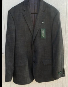 Lauren Ralph Lauren Mens Suit Jacket Gray Plaid Size 44R - Picture 1 of 9