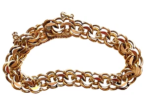 Gold Filled 12k Double Link Charm Link Bracelet - Picture 1 of 4