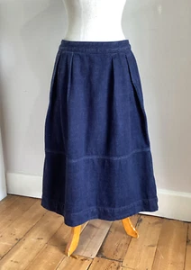 Toast Heavy Denim Panel Skirt 14 Waist 32in Japanese Indigo Pockets Length 31in - Picture 1 of 12