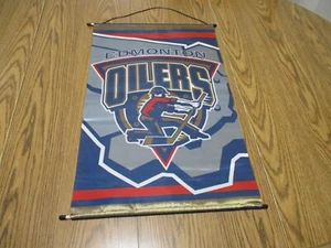 NHL EDMONTON OILERS DESPLAZAMIENTO DE PARED RARO 2005 BANDERA HOCKEY 16 X 25 - Imagen 1 de 4