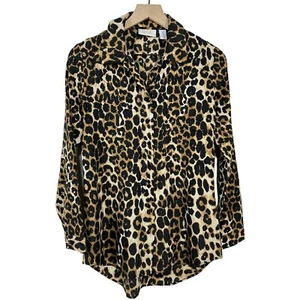 Chicos Leopard Animal Print Tunic Blouse Size S 0 Office Business Casual Travel - Picture 1 of 6