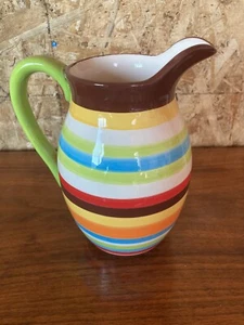 Striped Multicolor Ceramic Pitcher - Picture 1 of 10