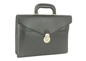 PAOLO MASI Black Leather Business Bag Briefcase Bag Hand Document Bag Used Italy - Picture 1 of 17