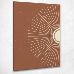 Boho Chic Gemälde Minimal Sonnenstrahlen auf braunem Hintergrund, bho31 Druckbild s - Bild 1 von 4