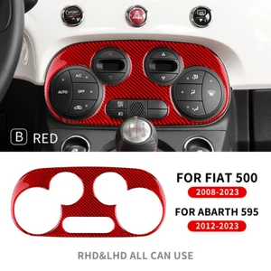 Cubierta de consola climática interior de fibra de carbono roja para Fiat 500 Abarth 595 - Imagen 1 de 9