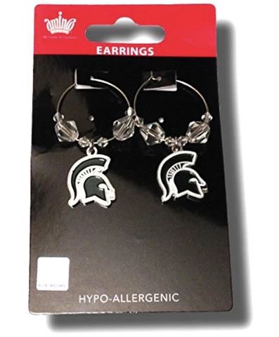 NCAA Licensed Clear Bead Hoop Dangle Earrings (Michigan State Spartans) Cover