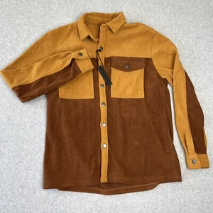 Camicia No Narrative look velluto a coste con bottoni - giacca shacket - arancione colorblock - Foto 1 di 9