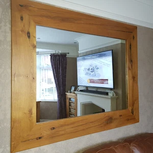 Huge Chunky Solid Oak Rustic Farmhouse Mirror - Pick Up Wirral CH42 - Picture 1 of 6