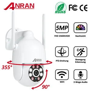 ANRAN Caméra de sécurité 360° PTZ sans fil Wifi Home Caméra dôme extérieure IP66 - Foto 1 di 13