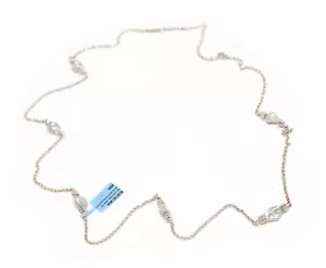 Nuevo Lagos de Ley Plata Perla Keshi Perla 6 Enlace Con Estaciones 34" Collar - Imagen 1 de 7