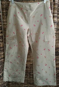 Nicole Miller Silk Embroidered Size 6 Pants Back And Cargo Pockets - Picture 1 of 8