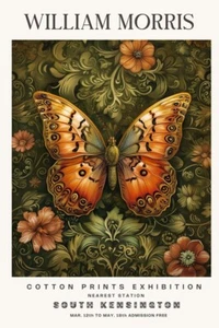 William Morris Vintage Butterfly Floral Cotton Prints Exhibition Wall Art Poster - Picture 1 of 6