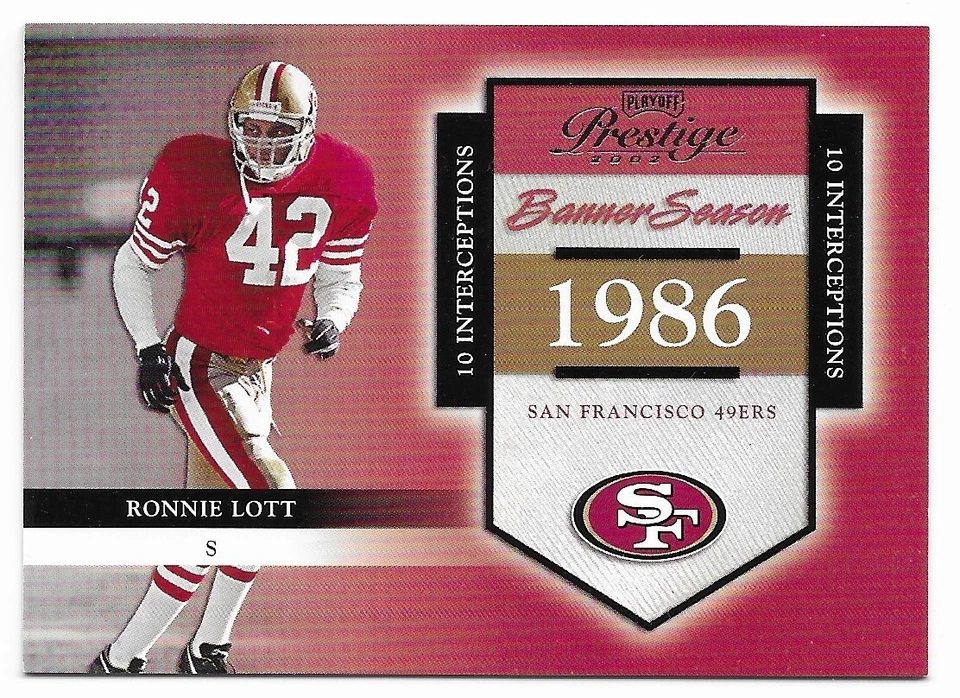 Ronnie Lott 2002 Playoff Prestige Banner Season #BS34 /1986 Numbered Insert 49er - Image 1 of 2