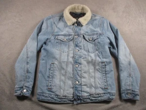 Abercrombie & Fitch Jacke Herren mittelblau Denim Sherpa Kragen Trucker gesteppt - Bild 1 von 15