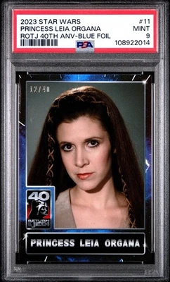 2023 Topps Star Wars 40th Return Jedi #11 Blue Foil Princess Leia /40 PSA 9 Pop2 - Image 1 of 3