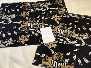 2030🌟Vintage 40s Christmas Wrapping Paper Sheets Matte BLACK Shiny GOLD Kittens - Picture 1 of 9