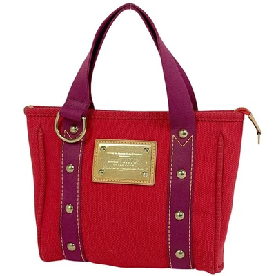 Louis Vuitton Cabas PM M40037 Rouge Cotton Tote Bag Vintage Authentic - Image 1 of 4