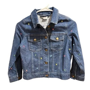 NEW Hanna Andersson Jean Jacket Embroidered MultiColored Stars Size 130cm 8Y - Picture 1 of 5