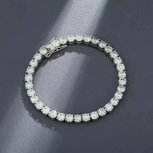 7Ct Round Cut Lab Created Diamond Womens Tennis Bracelet 14K White Gold FN 7.25" - Picture 1 of 3