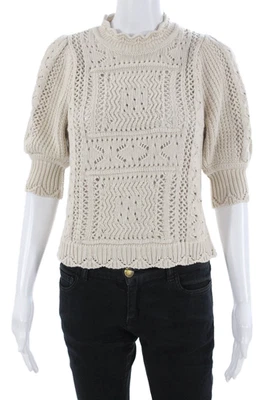 Suéter Pullover Algodón Para Otoño Cachemira Para Mujer Beige Cuello Simulado Talla S Foto 1 de 4