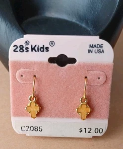 PENDIENTES CRUZADOS COLGANTES METAL/ESMALTE TONO DORADO VINTAGE AÑOS 28 - Imagen 1 de 5