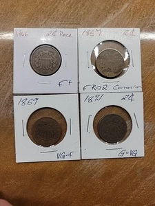 1866, 67, 69, 71 2 cent collection - Picture 1 of 12