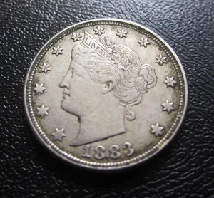 1883 "NO CENTS" Liberty Head V Nickel AU/ XF+ 5C Five Cents Coin - Picture 1 of 3
