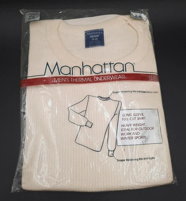 Camiseta térmica de colección Manhattan para hombre mediana 38-40 marfil NUEVA SELLADA tejida gofre Foto 1 de 4