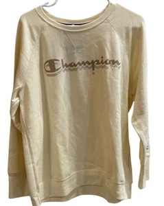Champion Damen Powerblend Fleece Crew Script Logo Sweatshirt 1X Natural - Bild 1 von 8