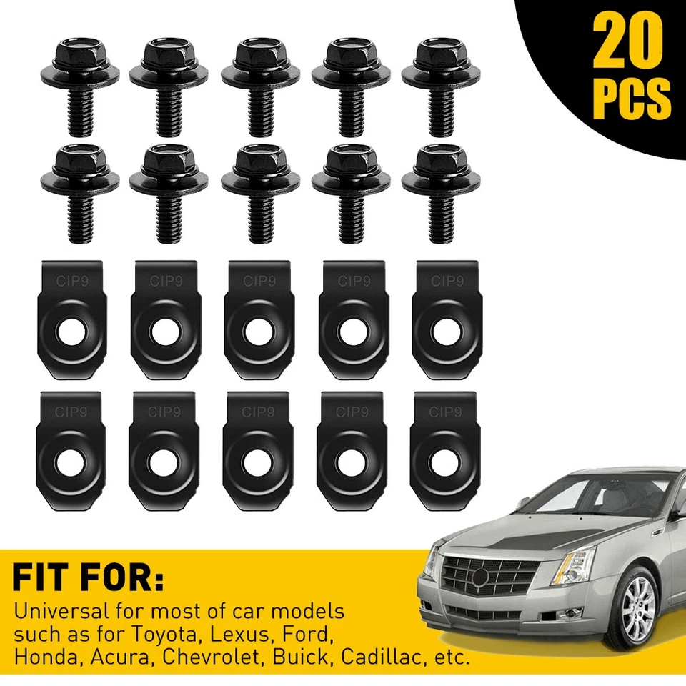 For Toyota Body Bolts&U-nut Clips- M6-1.0x20mm Long- 10mm Hex- 20x (10ea) #150 H - Image 1 of 4