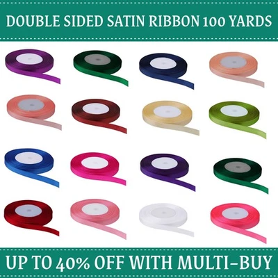 92 Meter Polyester Luxus Satin Beidseitig Band Rolle Hochzeit Geschenk Verpacken - Bild 1 von 4