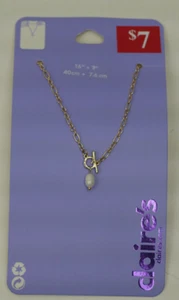 Claire's Gold Pearl Toggle 16" Pendant Necklace (G131424-1 LOC.H) - Picture 1 of 5
