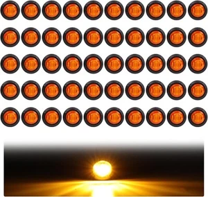 50x 3/4" Amber LED Marker Lights Truck Trailer RV Side Signal 12V - Picture 1 of 5