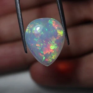 Cabinas de pera de ópalo etíope fuego multi llamativo natural AAA 11,8 quilates 19,5 x 16,2 mm - Imagen 1 de 16