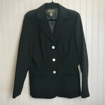 Eddie Bauer black wool/angora blend button Jacket Blazer  size large tall M10 - Image 1 of 4