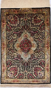Persischer Ghom Seidenteppich Signiert Rajabian 90x60cm Seide Qom Ghoum Silk - Bild 1 von 15