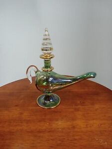 Unique Hand Blown Egyptian Style Genie Glass Perfume Bottle With Stopper 