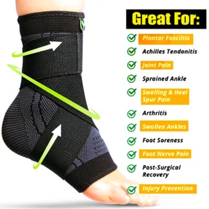 Caviglia tutore regolabile manica a compressione supporto tallone tutore tendinite Achille - Foto 1 di 19