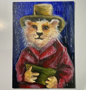 ACEO Original Painting cat painting, animal 2.5 x 3.5 inch Hand paint 100% - Picture 1 of 2