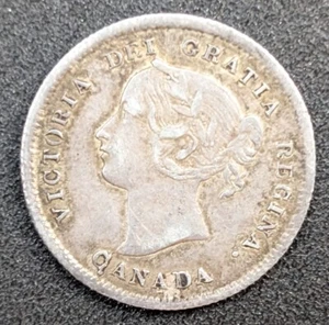 1872-H Canadian 5C Silver Very Fine Details Damaged - Picture 1 of 2