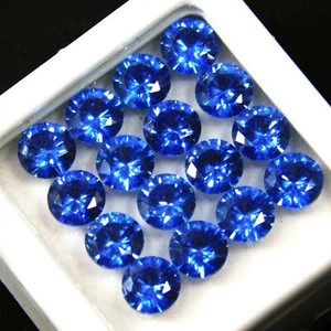 24 PCS Natural Sapphire Gemstone CERTIFIED 5 mm Ceylon Blue Round Diamond Cut - Picture 1 of 14